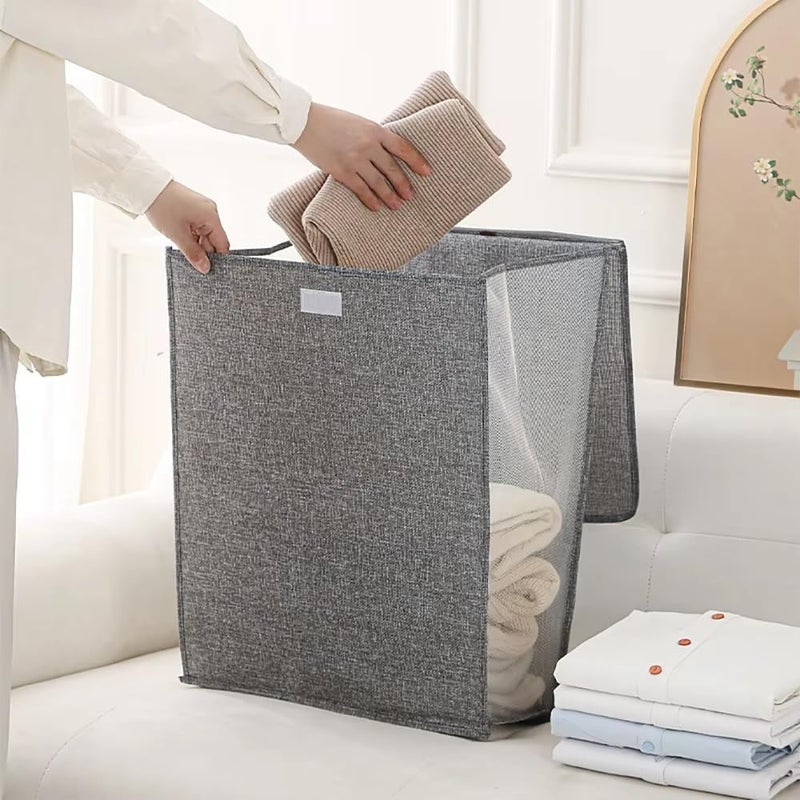 Cloudzy Laundry Basket with Handle Folding Wall mounted Hanging Washing Clothe Bedroom Mesh Toys Dolls Organizer Large Capacity Dirty Clothe Storage Collapsible Bag with Adhesive Hook Combo - Image 3