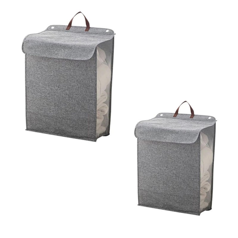 Cloudzy Laundry Basket with Handle Folding Wall mounted Hanging Washing Clothe Bedroom Mesh Toys Dolls Organizer Large Capacity Dirty Clothe Storage Collapsible Bag with Adhesive Hook Combo - Image 1