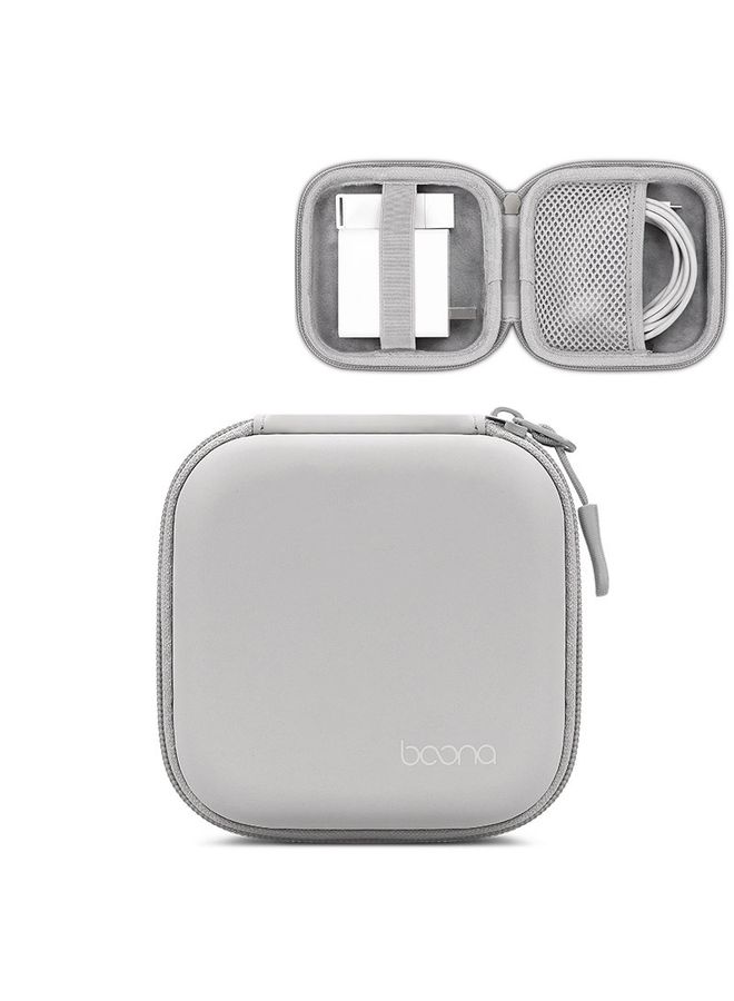HuHa Baona BN-F017 Leather Digital Headphone Cable U Disk Storage Bag, Specification: Large Square Gray  - Image 1