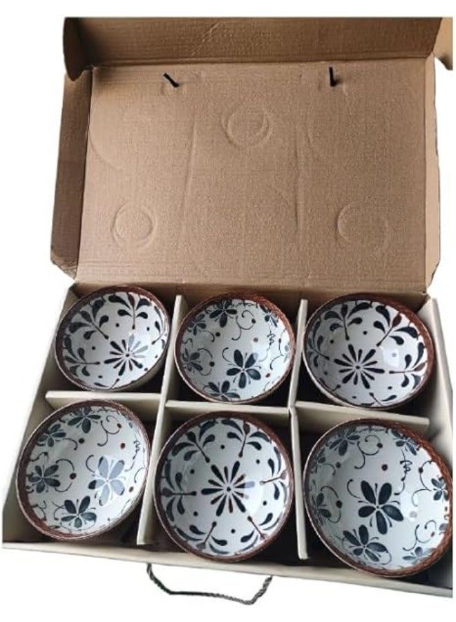 Spaceshoop Set of 6 Japanese ceramic bowls for serving rice soup and snacks 300ml Multicolor - Image 2