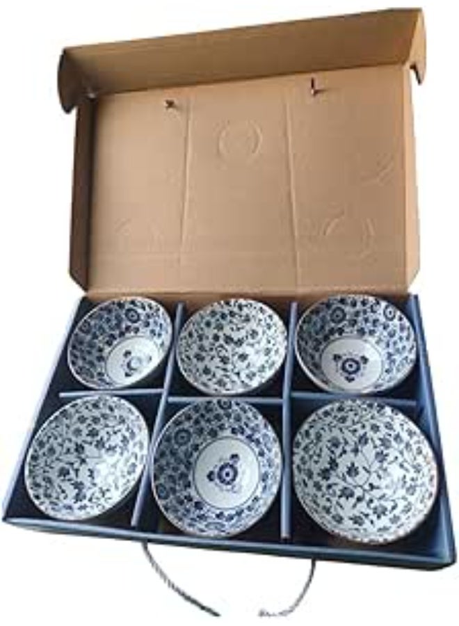 Spaceshoop Set of 6 Japanese ceramic bowls for serving rice soup and snacks 300ml Multicolor - Image 1
