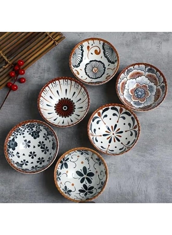 Spaceshoop Set of 6 Japanese ceramic bowls for serving rice soup and snacks 300ml Multicolor - Image 3
