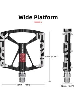Rockbros ROCKBROS Mountain Bike Pedals MTB Pedals CNC Non-Slip Lightweight Aluminum Alloy Bicycle Pedals Sealed Bearings Bicycle Platform Pedals 9/16" BMX Road Bike Pedal  - Image 3