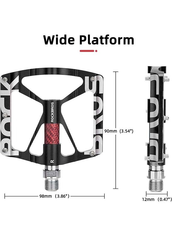 Rockbros ROCKBROS Mountain Bike Pedals MTB Pedals CNC Non-Slip Lightweight Aluminum Alloy Bicycle Pedals Sealed Bearings Bicycle Platform Pedals 9/16" BMX Road Bike Pedal  - Image 3