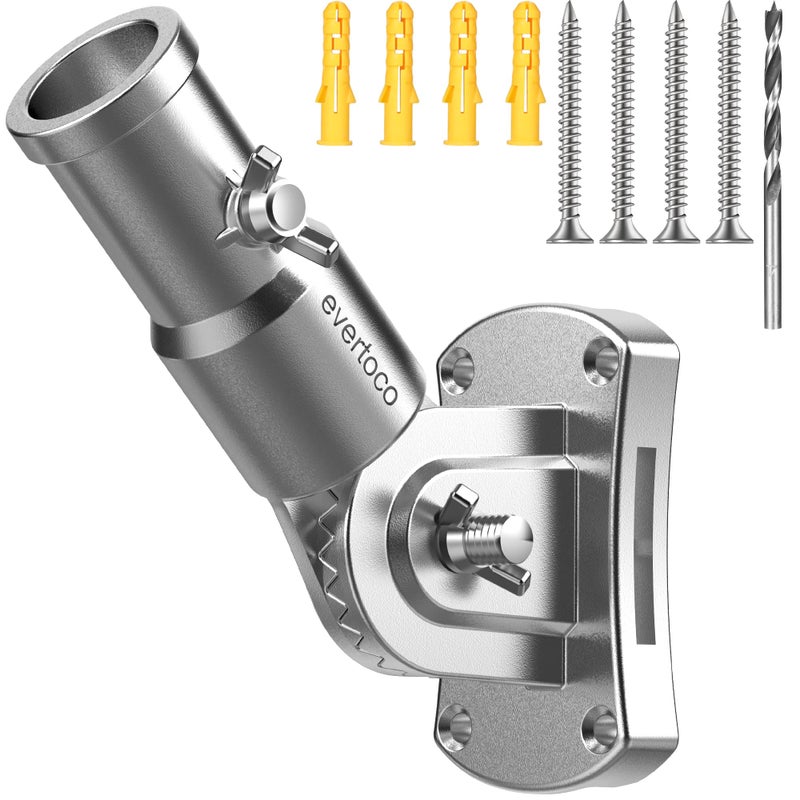 evertoco Heavy Duty T304 Stainless Steel Flag Pole Bracket 180 Adjustable Flag Pole Holder for House with Two Installation Methods Flag Holder for 1 Inner Diameter Pole Wind Resistant Rust Free