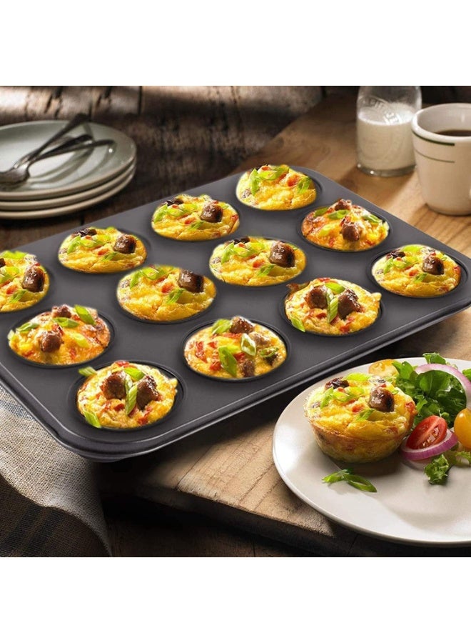 Black Stone BLACKSTONE Cups Mini Muffin Bun Cupcake Baking cake pan, cake making pan, non stick bakeware (12 Cups) - Image 2