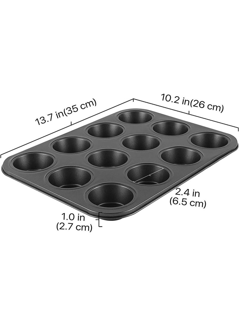 Black Stone BLACKSTONE Cups Mini Muffin Bun Cupcake Baking cake pan, cake making pan, non stick bakeware (12 Cups) - Image 3
