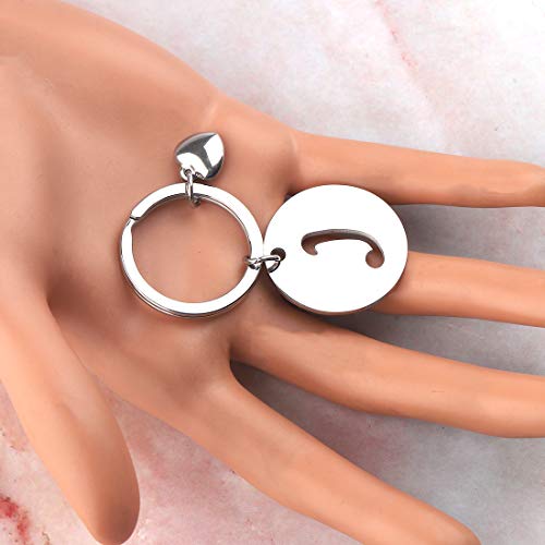 HOLLP Initial Disc Charm Keychain 26 Letters Alphabet Key Ring A-Z Initial English Charm Keychain (Silver-J) - Image 5
