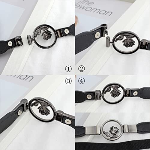 REDHORNS Elastic Fabric Waist Belt for Women Dresses Rose Design Stretchy Slim Ladies Belt for Saree Girls Jeans - Free Size (LD80A_Black) - Image 4