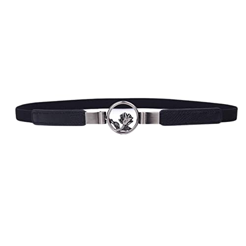 REDHORNS Elastic Fabric Waist Belt for Women Dresses Rose Design Stretchy Slim Ladies Belt for Saree Girls Jeans - Free Size (LD80A_Black) - Image 1