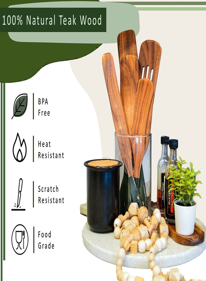 MAGNUM OPUS 6Pcs Spurtle with Spoon Rest, Wood Spatula Olive Green, Wooden Utensils for Cooking, Wood Spatula, Wooden Kitchen Utensil Set, Spurtles Kitchen Tools - Image 4
