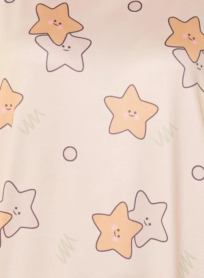 Take Two All-Over Stars Print Round Neck Nightshirt by Styli