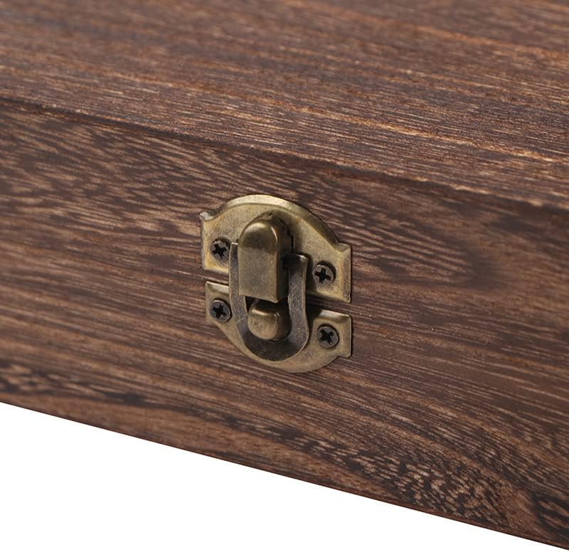JFFX Antique Bronze Hasp Latch and Hinges Set, Retro Vintage Style Hinges and Hasp Lock with Matching Screwing for DIY Crafts Wooden Jewelry Box - Image 3