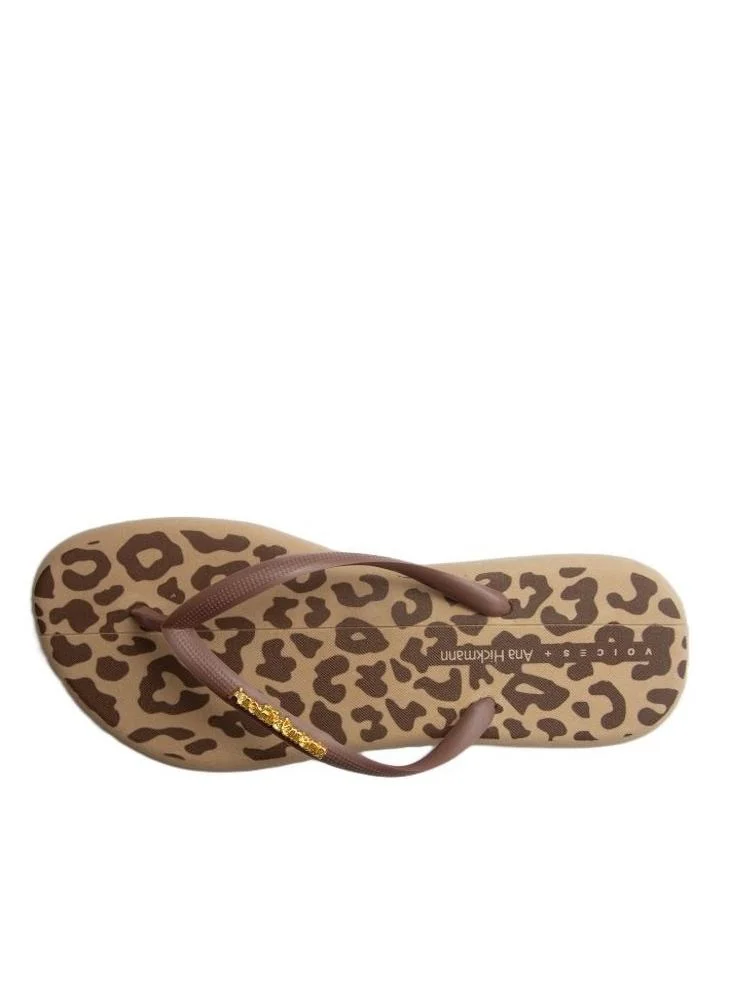 Voices Boat Women'S Flip Flops With Printed Sole Design And Matching Brand Design Strap - Brown