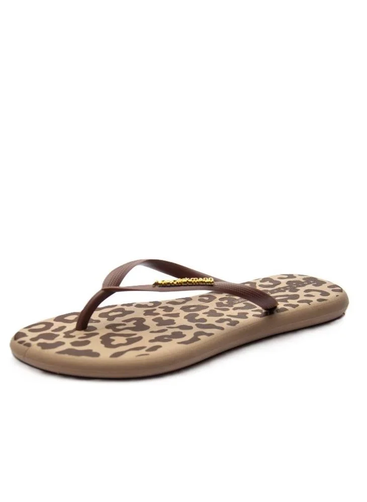 Voices Boat Women'S Flip Flops With Printed Sole Design And Matching Brand Design Strap - Brown