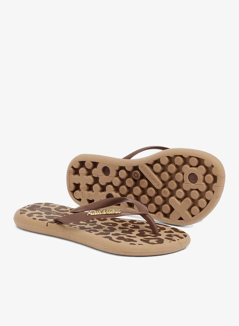 Voices Caramel-Brown-Gold Boat Women'S Flip Flops With Printed Sole Design And Matching Brand Design Strap - Brown for Women | Best Price UAE