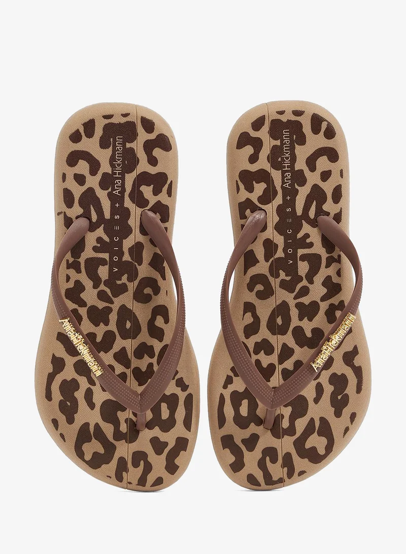 Voices Caramel-Brown-Gold Boat Women'S Flip Flops With Printed Sole Design And Matching Brand Design Strap - Brown for Women | Best Price UAE