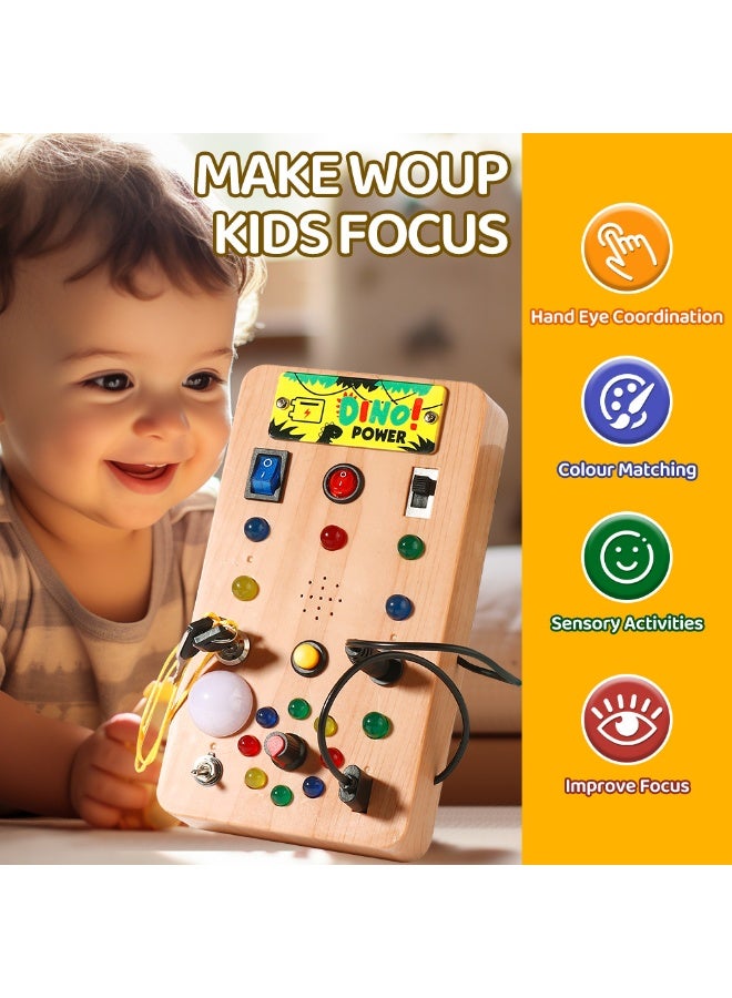 Montessori Busy Board for Toddlers 1-3 | ABS Sensory Toy with 8 LED Light Switches | Travel Learning Toy | Gift for 1 2 3 Year Old Boys  Girls - Image 2