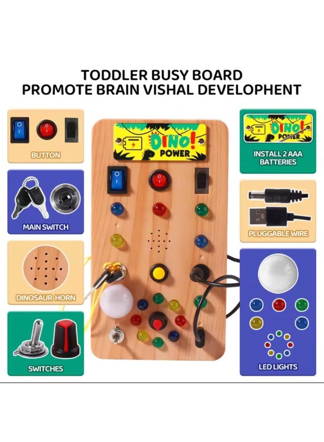 Montessori Busy Board for Toddlers 1-3 | ABS Sensory Toy with 8 LED Light Switches | Travel Learning Toy | Gift for 1 2 3 Year Old Boys  Girls - Image 5