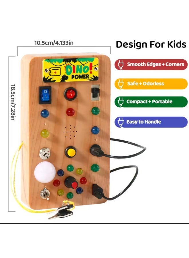 Montessori Busy Board for Toddlers 1-3 | ABS Sensory Toy with 8 LED Light Switches | Travel Learning Toy | Gift for 1 2 3 Year Old Boys  Girls - Image 4