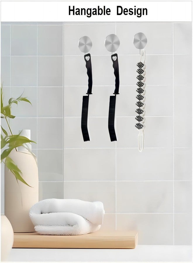 POPGIO Crevice Cleaning Brush Hard Bristle Grout Brush Scrub Brush Toilet Brush Cleaning Tools Cleaning Supplies for Household Use Bathroom Kitchen 3 Pcs (Black&White - Image 5