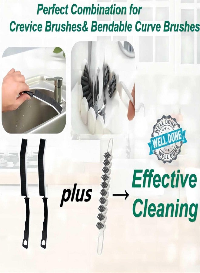 POPGIO Crevice Cleaning Brush Hard Bristle Grout Brush Scrub Brush Toilet Brush Cleaning Tools Cleaning Supplies for Household Use Bathroom Kitchen 3 Pcs (Black&White - Image 3
