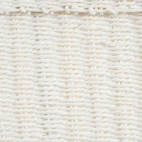 Household Essentials Small Handwoven Paper Rope Wicker Basket with Lid, White - Image 5
