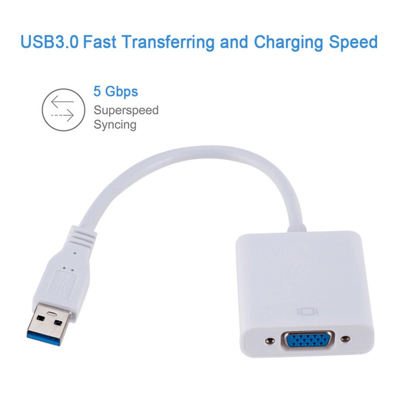 USB 3.0 To VGA Adapter: White, 1920*1080 High Resolution - 4 Display Modes, No External Power Needed External Video Card for Desktop Laptop PC to Monitor Projector - Image 4