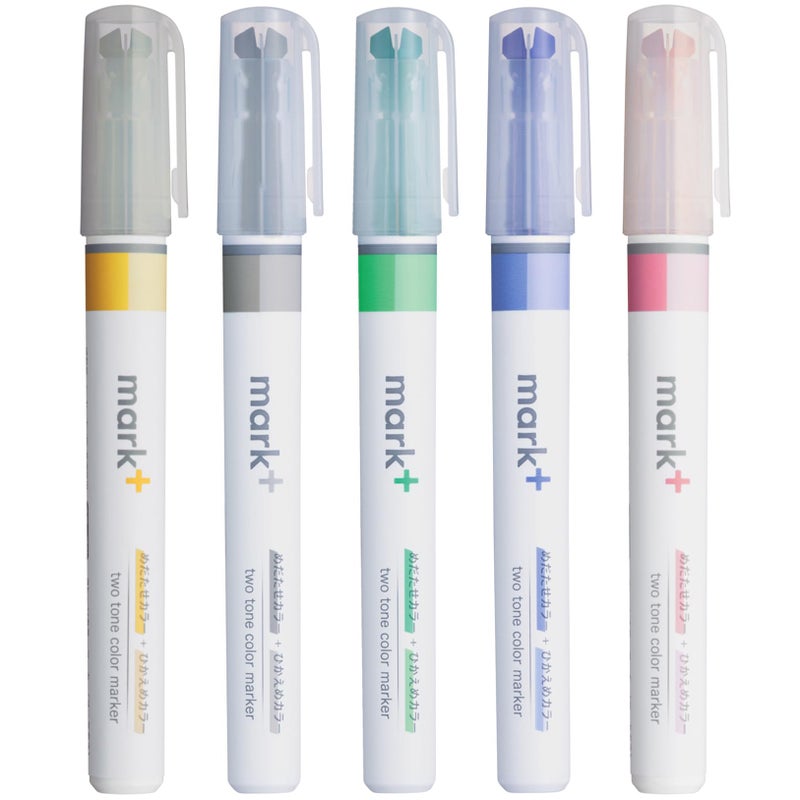 KOKUYO Fluorescent Highlighters 2 Tone Chisel Tip Bible Markers in Assorted Colors No Bleed QuickDry Art Marker for Journal Planner Notes Japan Import PMMT1005S2 - Image 2