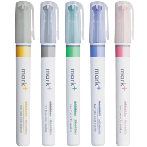 KOKUYO Fluorescent Highlighters 2 Tone Chisel Tip Bible Markers in Assorted Colors No Bleed QuickDry Art Marker for Journal Planner Notes Japan Import PMMT1005S2 - Image 1