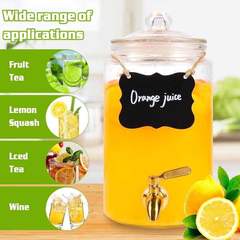 FUREEY Drink Dispensers for Parties 1 Gallon, Bevarage Dispenser with Stand,Glass Drink Dispenser With Stainless Steel Spigot + Marker & Chalkboard, Ideal for Lemonade,Juice, Tea, and Party Drinks - Image 3
