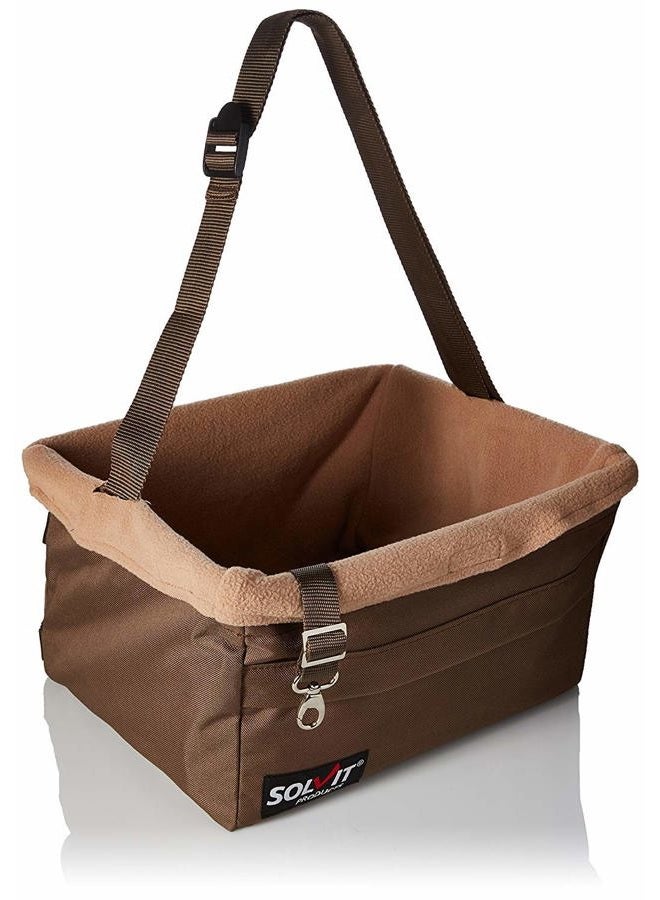 PetSafe Happy Ride Booster Seat - Dog Booster Seat for Cars, Trucks and SUVs - Easy to Adjust Strap - Durable Fleece Liner is Machine Washable and Easy to Clean - Medium, Brown - Image 1