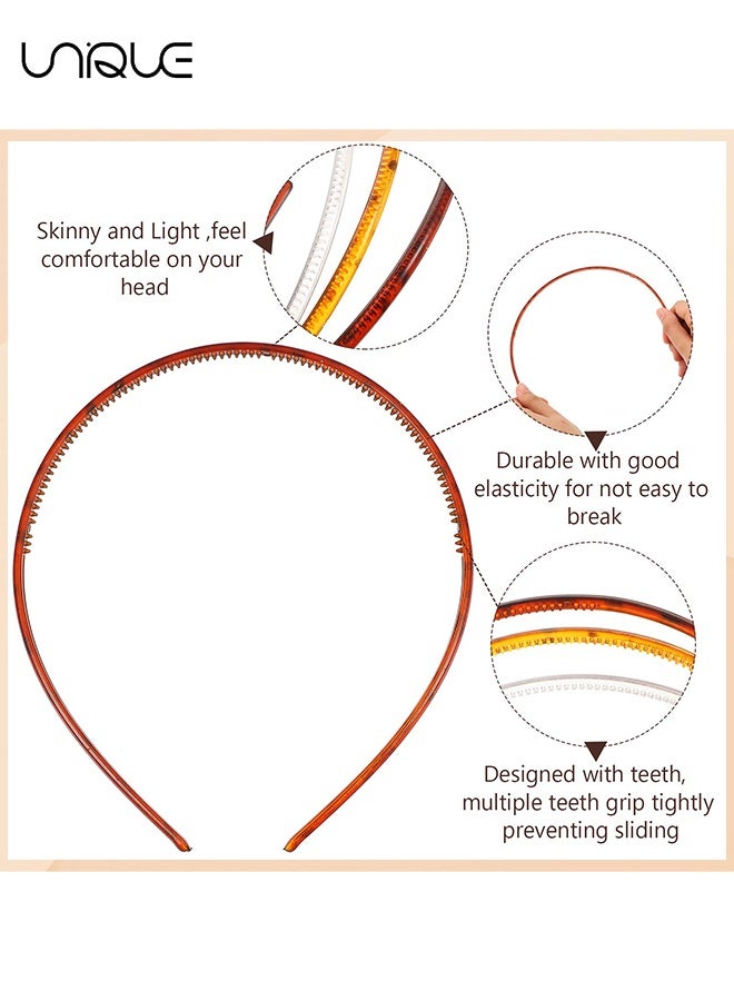 Unique 6 Pieces Plastic Headbands - Retro 90s Style Hair Accessories - Men's and Women's Wavy Headbands with Teeth - Thin Headband with Teeth Plain Head Bands - 3 Color - Image 3