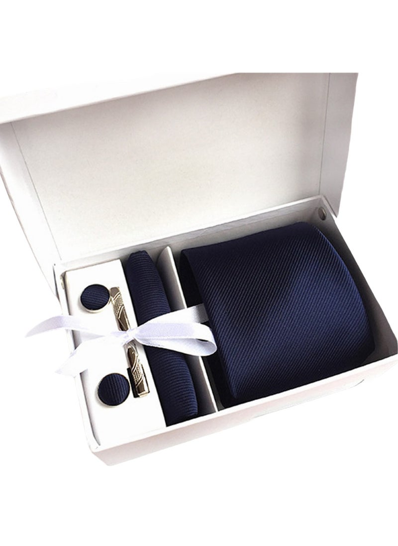 Generic 6 PCS Men's Premium Tie Gift Box Tie Pocket Square Fashionable Stylish Tie Clip Cufflinks Set  - Image 1