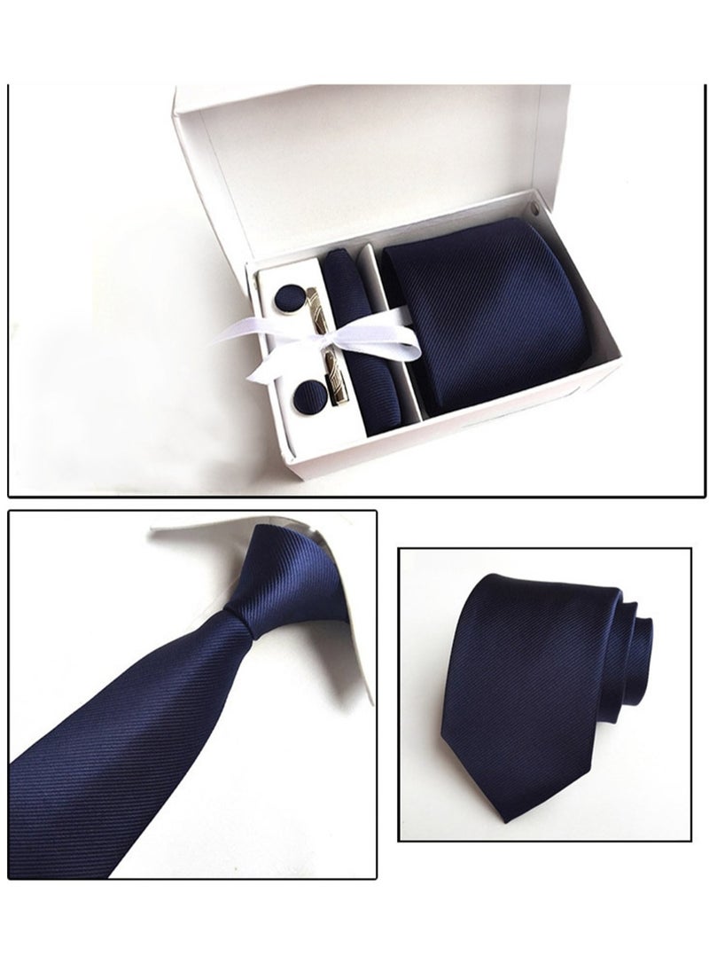 Generic 6 PCS Men's Premium Tie Gift Box Tie Pocket Square Fashionable Stylish Tie Clip Cufflinks Set  - Image 2