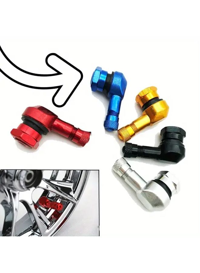 Red Aluminum Alloy Tire Valve Stems Caps 4pcs Leakproof Adapter For Car Motorcycle - Image 1