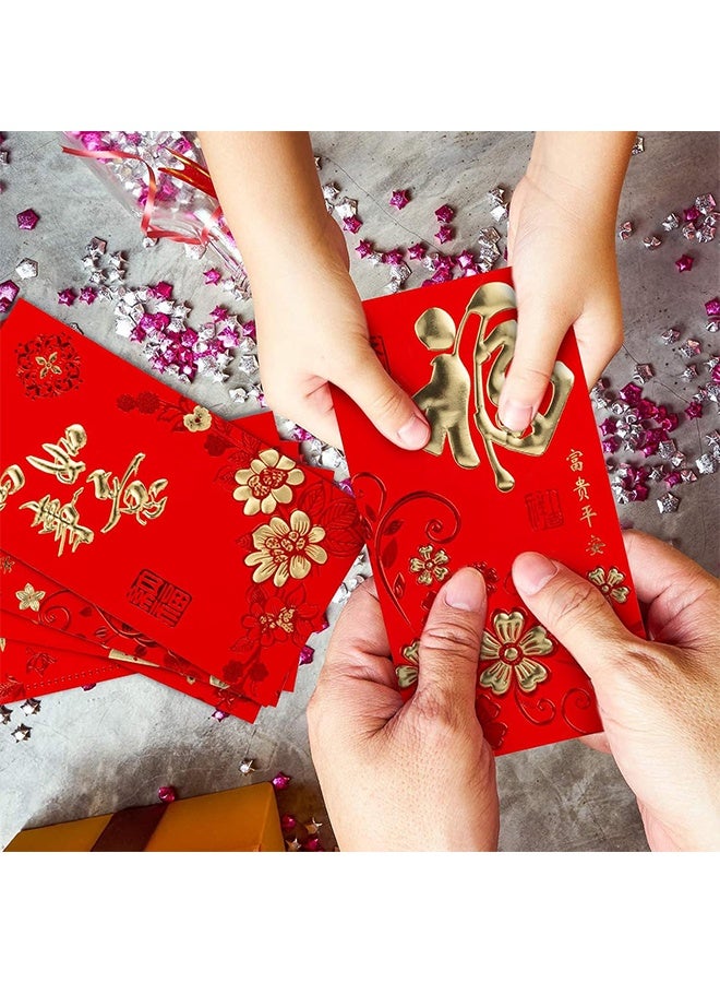 JS 6 Pcs Chinese New Year Red Envelopes, with Gilded Font Design, Used for New Year Spring Festival and Weddings - Image 5
