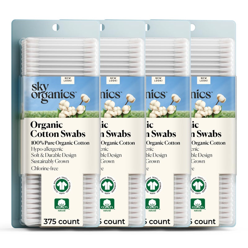 Sky Organics - Organic Cotton Swabs with Ultra Soft Tips - Strong & Durable - Hypoallergenic - Chlorine Free - Sustainable - Natural, Vegan & Cruelty Free - Skin Care & Self Care - Image 1