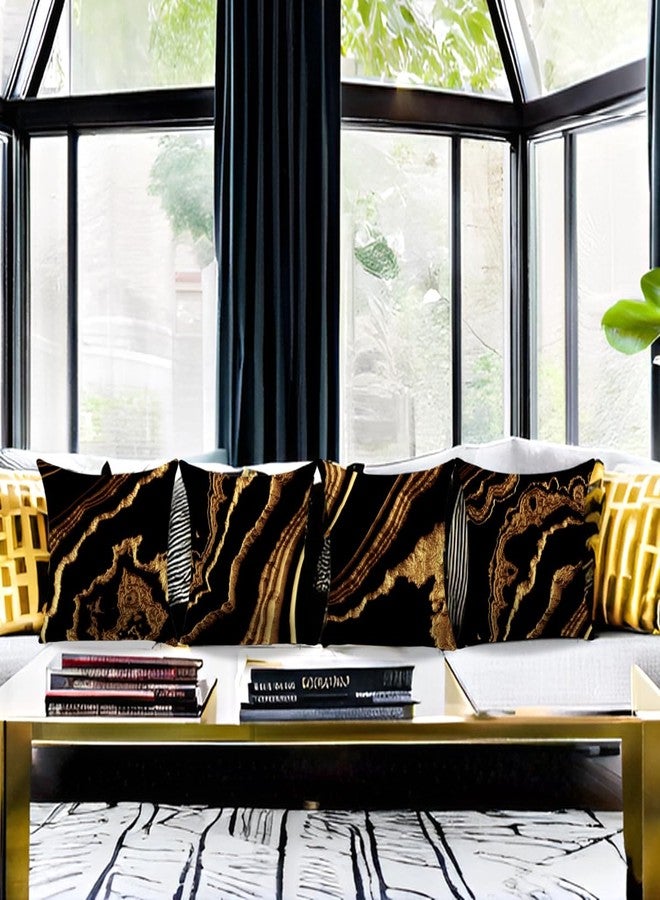 LDJRSY Black and Gold Couch Decor Throw Pillow Covers 18X18 Inch Black and Brown Gold Home Decorative Pillow Covers Set of 4 for Living Room Bedroom Bed Couch Cushion Cover Sofa Decor Pillow Cases - Image 2