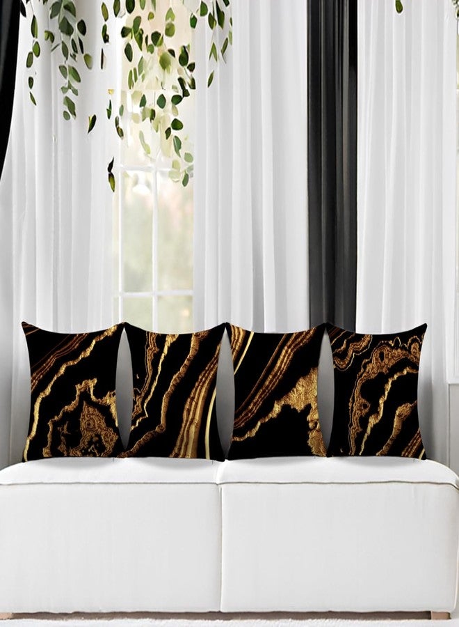 LDJRSY Black and Gold Couch Decor Throw Pillow Covers 18X18 Inch Black and Brown Gold Home Decorative Pillow Covers Set of 4 for Living Room Bedroom Bed Couch Cushion Cover Sofa Decor Pillow Cases - Image 4