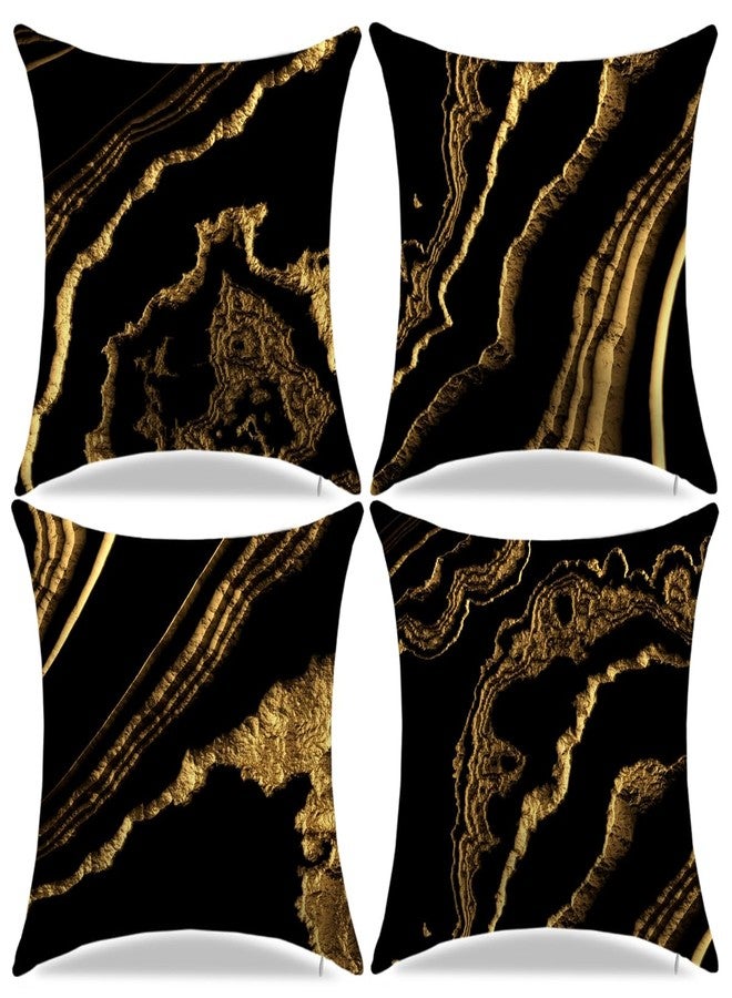 LDJRSY Black and Gold Couch Decor Throw Pillow Covers 18X18 Inch Black and Brown Gold Home Decorative Pillow Covers Set of 4 for Living Room Bedroom Bed Couch Cushion Cover Sofa Decor Pillow Cases - Image 1