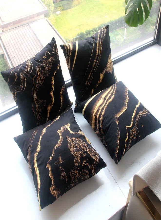 LDJRSY Black and Gold Couch Decor Throw Pillow Covers 18X18 Inch Black and Brown Gold Home Decorative Pillow Covers Set of 4 for Living Room Bedroom Bed Couch Cushion Cover Sofa Decor Pillow Cases - Image 3