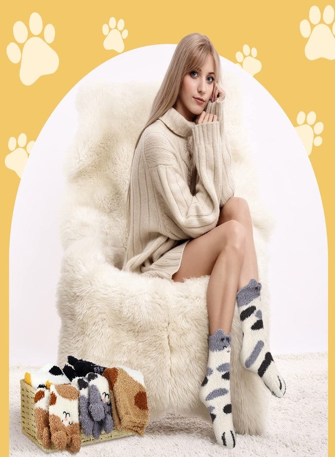 Bencailor 12 Pairs Women Fuzzy Socks Christmas Soft Fluffy Cute Socks Slipper Sock Sleeping Warm Winter Gift for Women(Cat Style) - Image 5