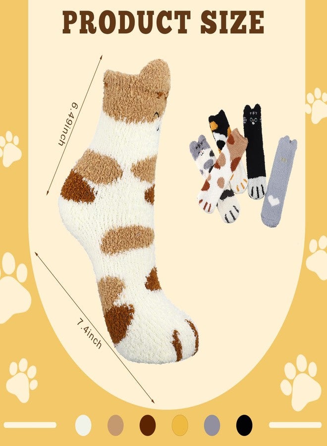 Bencailor 12 Pairs Women Fuzzy Socks Christmas Soft Fluffy Cute Socks Slipper Sock Sleeping Warm Winter Gift for Women(Cat Style) - Image 2
