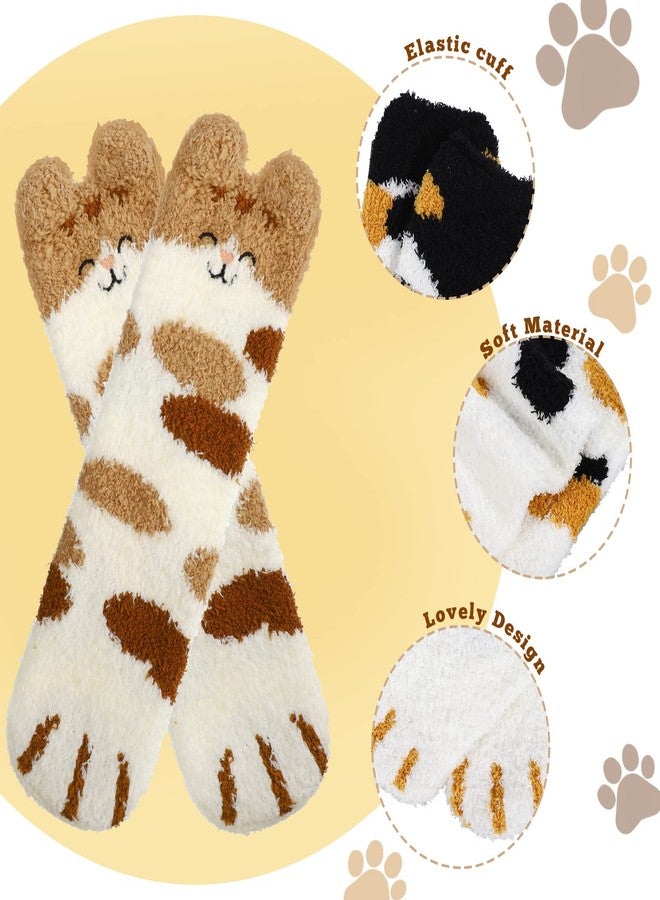 Bencailor 12 Pairs Women Fuzzy Socks Christmas Soft Fluffy Cute Socks Slipper Sock Sleeping Warm Winter Gift for Women(Cat Style) - Image 4