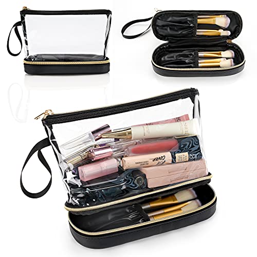 Ethereal Travel Makeup Bag, Clear Cosmetic Bag Make Up Organizer TSA Approved Toiletry Bag, Waterproof Pouch for Women Purse for Toiletries Accessories Brushes - Image 1
