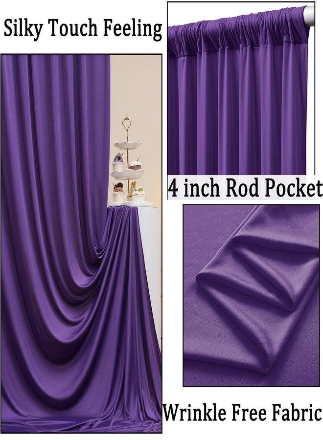 NSSONBEN 10ft x 10ft Wrinkle Free Purple Backdrop Curtain for Parties, Polyester Backdrop Drapes Panels 2 Panels 5x10ft for Photography Background Wedding Birthday Baby Shower Mermaid Party - Image 2