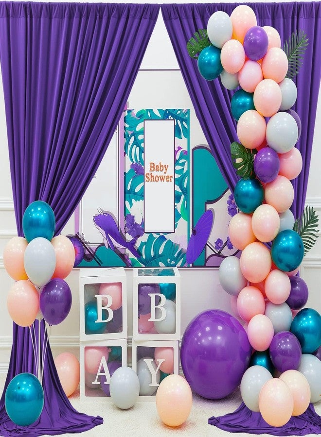 NSSONBEN 10ft x 10ft Wrinkle Free Purple Backdrop Curtain for Parties, Polyester Backdrop Drapes Panels 2 Panels 5x10ft for Photography Background Wedding Birthday Baby Shower Mermaid Party - Image 3