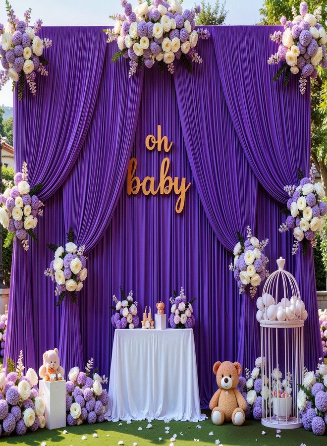NSSONBEN 10ft x 10ft Wrinkle Free Purple Backdrop Curtain for Parties, Polyester Backdrop Drapes Panels 2 Panels 5x10ft for Photography Background Wedding Birthday Baby Shower Mermaid Party - Image 5