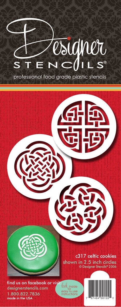 Designer Stencils C317 Celtic Knots Cookie Stencils Beigesemitransparent - Image 3
